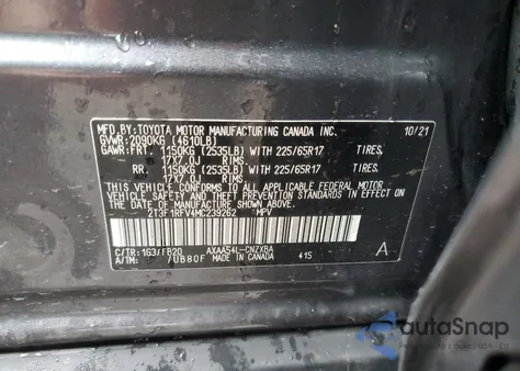 2021 Toyota Rav4 Le z USA, uszkodzony, nr VIN 2T3F1RFV4MC239262